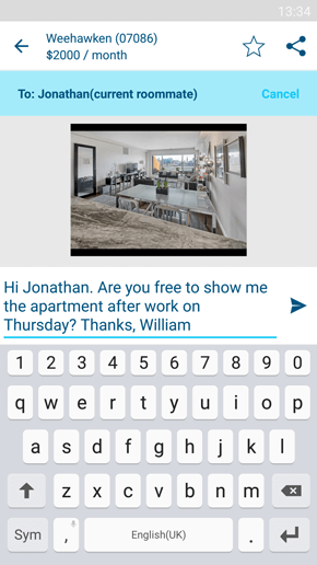 SpareRoom Android App screenshot of contact