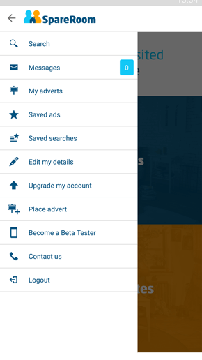 SpareRoom Android App screenshot of your account
